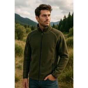 Kuhl Alfpaca Kashmira Full Zip Jacket Men’s Small Olive Brown Fleece Lined